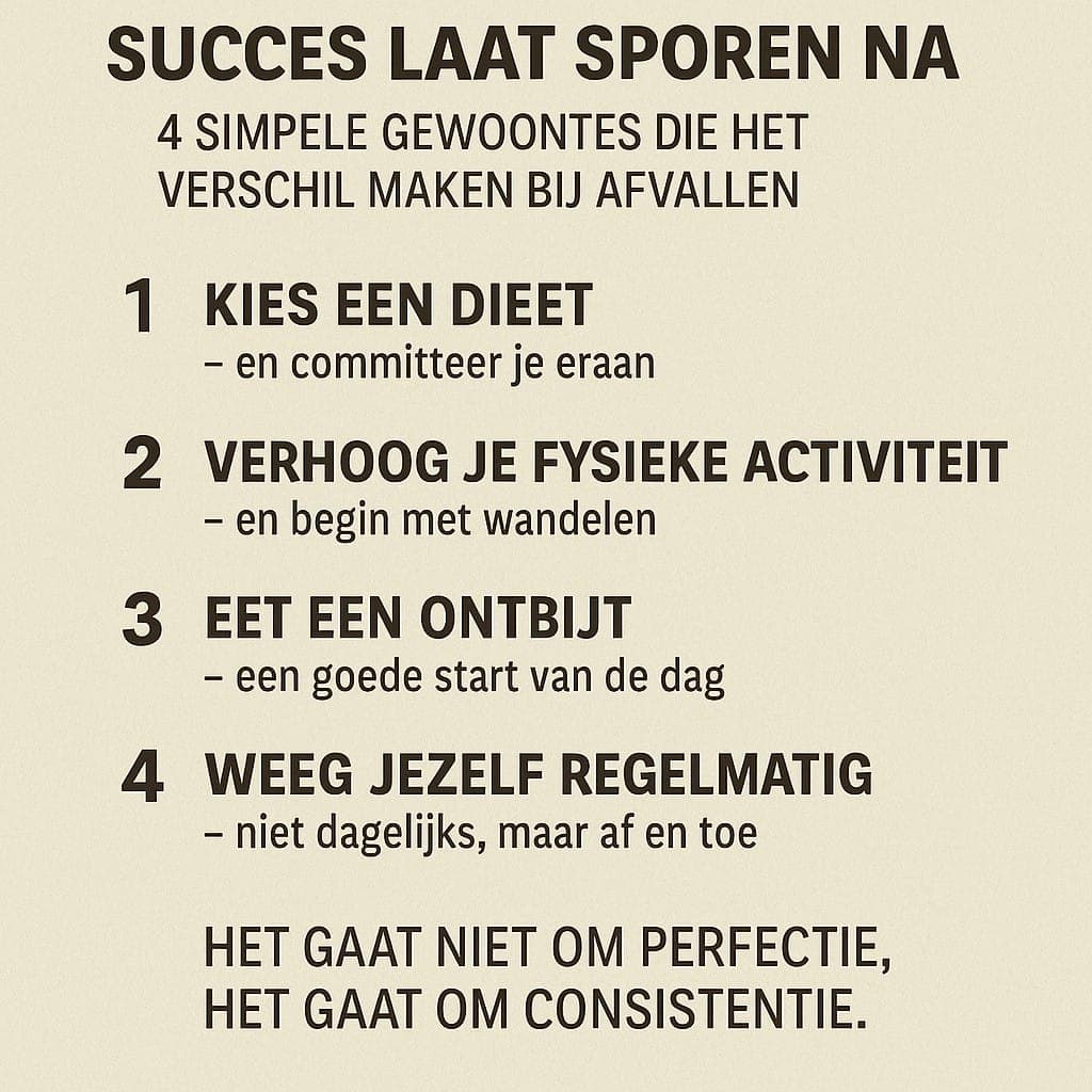 Succes laat sporen na – 4 simpele gewoontes die het verschil maken bij afvallen